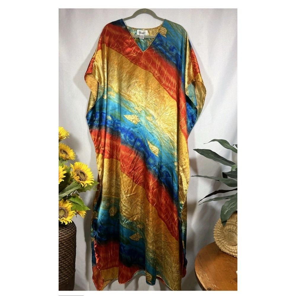 Winlar Caftan Kaftan Dress Vintage Shimmery‎ Beach 2X Resortwear